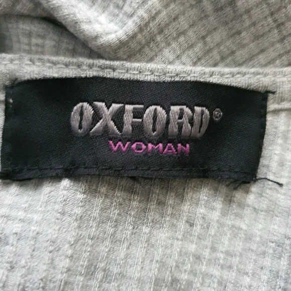 Oxford Keyhole Long Sleev Grey Top Size 14 - Picture 2 of 8